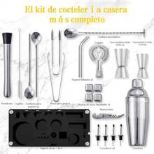 Mixology Bartender Kit de Bar Kit de cóctel, 23 Piezas, Kit de coctelera con Soporte acrílico para Mezclar Bebidas, Kit de Herramientas de Camarero Plateado - Ver 5