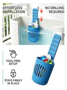 Adjustable Toilet Tank Cleaning Bracket, Tank Replacement Accessory, Hanging Toilet Cleaning Storage Basket With Hook, Collects Toilet Internal Debris, Prevents Baffle Clogging, Extends Toilet Cleaning Time, With Adjustable Strap - Multiple Styles - View 3