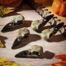 2 Peças Crânio de Corvo de Halloween, Estátua de Decoração Gótica de Corvo, Crânio de Animal, Decoração de Osso Falso, Colar de Corvo, Pingente de Joia de Cabeça, Máscara de Esqueleto de Pássaro, Coroa, Presente Bruxo para Homens e Mulheres - A - Visão 9