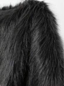 DEEKA Autumn/Winter New Women's European And American Style Fashion Minimalist Versatile Faux Fur Effect Sweatshirt - Black - View 6