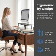 Height Adjustable Ergonomic Monitor Stand Riser, 2-Pack Desktop Computer Support For Office Working - View 10