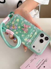 Ins Summer 3D Colorful Flower Lanyard Card Holder Phone Case Compatible With Apple 16 Pro Max/ 15 Pro Max New 11 Creative 12 Soft Shell 11 Shockproof 14 Pro/13 Protective Cover Full Coverage Women's 17 Pro Max/17/Pro/17 Plus/17 - Multicolor - View 3