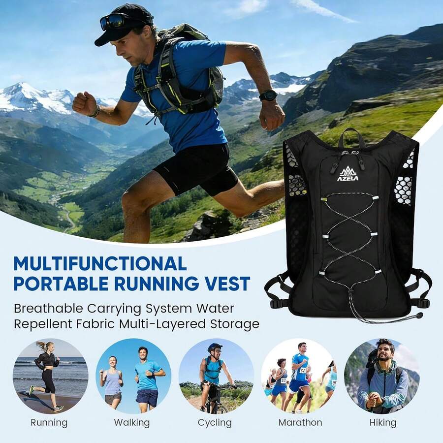 Picnic Backpack,Running Backpack,Lightweight Hydration Bag For Outdoor Hiking Cross Country Marathon Cycling Competition Mountaineering Water Bag Backpack For Men - Black - View 1
