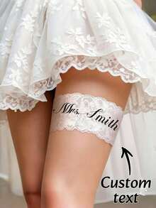 Brand New Custom-Designed Colorful Lace Garter Belt Set, Personalized/Signatureable. Sexy Bridal Wedding Accessory ,Valentine'S Day. - Multicolor - View 3