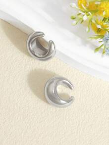 1 Pair Minimalist C-Shaped Geometric Water Drop Open Ear Cuffs, High-End Cold Style - Silver - View 3
