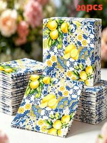 20pcs/40pcs/60pcs/80pcs/Lemon Party Napkins, Disposable Paper Napkins, Yellow Birthday Party Decoration Napkins, Suitable For Daily, Holiday, Summer Party, Wedding Table Decor And Scrapbooking - Multicolor - View 10