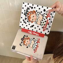 Casing Pelindung Tablet Motif Polkadot Vintage Gadis Kecil Marah, Bagian Belakang Transparan dengan Slot Pena, Pelindung Tablet Anti Jatuh, Casing Pelindung Tablet Kartun Lucu dengan Stand Multi-Sudut, Kompatibel dengan Apple Generasi ke-11 (A16), Minimalis Generasi ke-10/Air 8 Tahan Lama 2026 New Pro 11 Fashion Mini 7/Air 7/6/11/13 Inch, Cocok untuk Kerja, Perjalanan, Harian, dan Berbagai Skenario - Putih - View 8