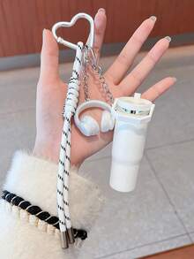 [Original Handmade] High-Value Mini Water Bottle Keychain, Braided Rope Keychain/Wrist Accessory, 3D Earphone Accessory, Car Key Anti-Loss Chain, Exquisite Earphone Decoration For Girls - Multicolor - View 2