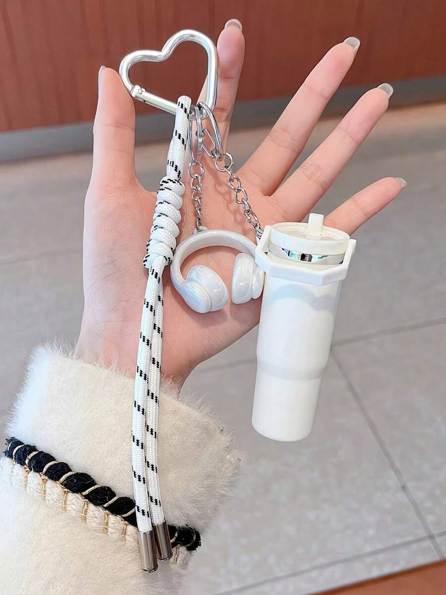 [Original Handmade] High-Value Mini Water Bottle Keychain, Braided Rope Keychain/Wrist Accessory, 3D Earphone Accessory, Car Key Anti-Loss Chain, Exquisite Earphone Decoration For Girls