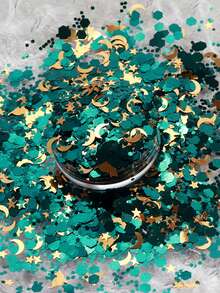 5g Shiny Star Moon Mix Cat Sequins Nail Art Decorations Emerald Green Hexagon Glitter Gel Polish Manicure Accessories Vintage Press On Nails - Multicolor - View 4