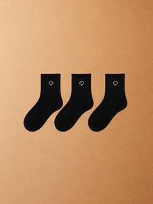 1/3/5 Pairs Men's Mid-Calf Socks, Black & White Heart Pattern Socks, Unisex Sports Socks, Korean Style Versatile Black & White Heart Mid-Calf Socks, All-Season Wear, Soft & Breathable, Skin-Friendly & Comfortable, High Elasticity, Moisture-Wicking & Sweat-Absorbing, Durable & Non-Tight; Suitable For Daily Commute, Casual Wear, Basketball, Cycling, Hiking, Running And Other Sports, Sports Socks, Fitness Training Socks. - Multicolor - View 12