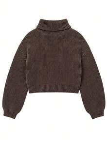 Women's Minimalist Commuter Style Warm High Neck Sweater, Autumn/Winter Fall - Coffee - View 7