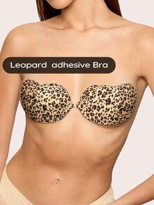 Lignisse Bra Tempel Motif Leopard untuk Wanita, Dapat Digunakan Kembali, Penutup Puting Tak Terlihat, Bantalan Payudara Perekat, Bra Push Up Tanpa Tali dan Tanpa - MultiWarna - View 2