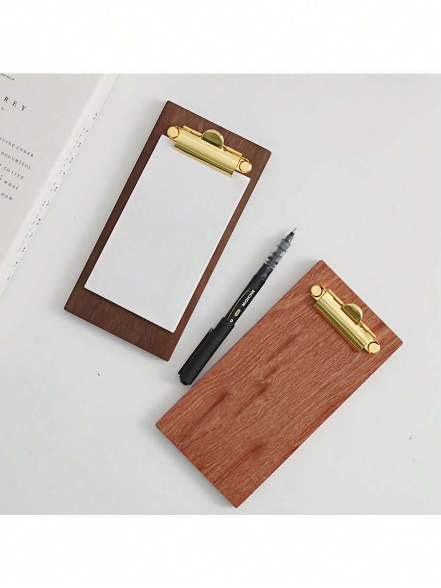 1pc Wooden Mini Clipboard, Small Clipboard, Display Rack, Memo Board, Cooking Recipe Clipboard, Suitable For Restaurant, School, Waiter, Guest Service, Menu Holder - Multicolor - View 1