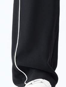 Men's Contrast Color Drawstring Waist Casual Daily Travel Long Pants - Black - View 6