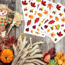 180pcs/10 Sheets Thanksgiving Autumn Fallen Leaves Self-Adhesive Stickers, Maple Leaf Stickers Autumn Theme Party Decals DIY Decoration, Suitable For Thanksgiving Party, Gift Bag Decoration, Scrapbooking, Gift Labels, Envelope Labels Decoration - Multiple Styles - View 2