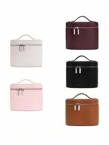 Dedoo Travel Makeup Bag PU Cosmetic Storage Bag With Handle, Large Capacity Toiletry Organizer, Suitable For Toiletries, Skincare Beauty Essentials, Travel Necessities - Multicolor - View 8