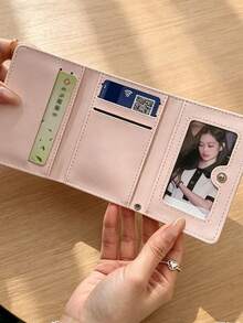 XD Minimalist Ins Style Sweet Short Multi-Function Pink Floral Wallet Coin Purse Card Holder, Mini Kids Wallet, Washable - Multiple Colors Available. Perfect Gift For Friends - Multicolor - View 4