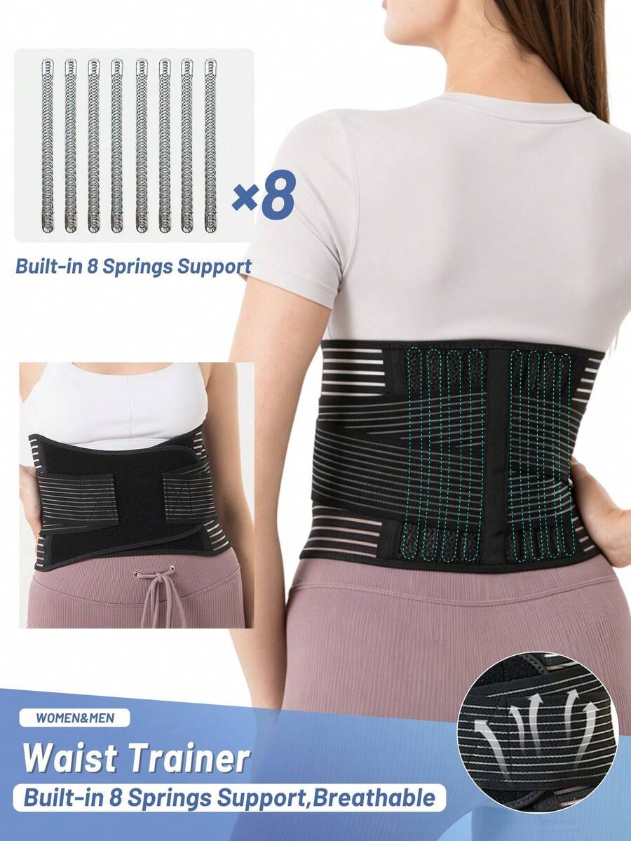 HYL SPORTS 1 buah Sabuk Pembentuk Pinggang, Dilengkapi 8 Batang Pegas untuk Penopang, Pita Kompresi Elastisitas Tinggi, Sabuk Penopang Pinggang yang Nyaman dan Bernapas, Unisex, Cocok untuk Kebugaran, Kerja Sehari-hari, dan Pemakaian Sehari-hari