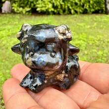 1PC Mixed Natural Crystal Cute Little Sheep Statue, Hand Carved Mini Sheep Healing Gemstone Animal Figurine, Christmas Pendant Desktop Decor Gift For Crystal Collectors - Multicolor - View 3