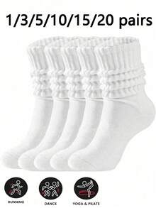 1/3/5/10/15/20 Pairs Minimalist Casual White Soft Long Socks, Comfortable Socks, Fluffy Socks, Long Socks And Sports Socks, Suitable For All Seasons - Multicolor - View 13