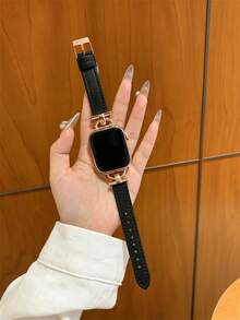 Faux Leather Watch Band Compatible With 38/40/41/42/44/45/46/49mm Ultra/Se10/9/8/7/6/5/4/3/2/1 - Platinum Solid Color - View 13