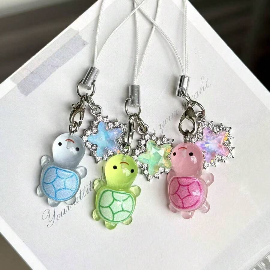 1pc Transparent Star Turtle Phone Accessory, Anti-Loss, Couple Jewelry, Bag Charm