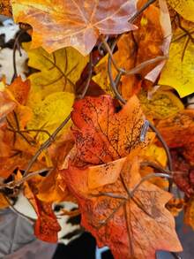 1pc Autumn Maple Leaf Wreath, Artificial Autumn Leaf Garland, Suitable For Thanksgiving, Home, Wedding, Fireplace, Party, Halloween Decoration, Christmas Decoration - Autumn Colors - View 9