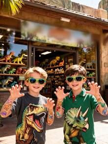 STARTTOOS 12 Buah Stiker Tato Sementara Motif Kombinasi Dinosaurus Kecil Lucu Kartun Triceratops Pterosaurus Tyrannosaurus Plesiosaurus, Cocok untuk Pesta Ulang Tahun Anak-anak, Hadiah Natal, Aktivitas Liburan, Stiker Tato Tahan Air dan Realistis - MultiWarna - View 4