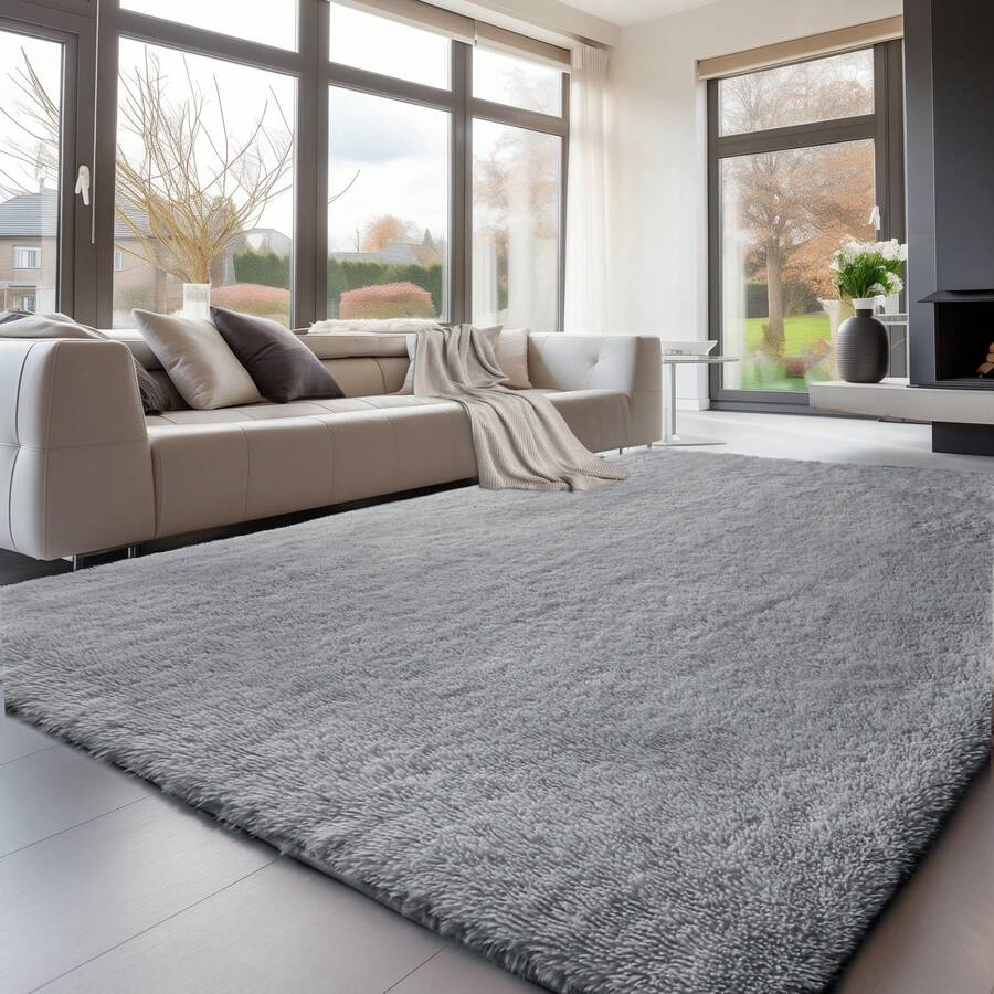 EDIMENS Matta vardagsrum 200x300, tvättbar matta beige, halkfri extra stor matta 160x230, fluffig modern vardagsrumsmatta, matta barnrum, grå mattor sovrum - Ljusgrå - Visa 1