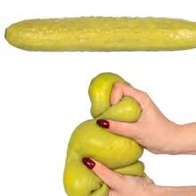 1pc Fruit Pickle Large Cucumber Squishy Toy, Halloween Decor Soft Squishy Fidget Toy, Christmas Holiday Party Favor Gift For Boys And Girls, Moldable Cheese Squishy Toy, Stress Relief Squishy Toy For Teens And Adults, Birthday Gift, Holiday Gift - Multicolor - View 3