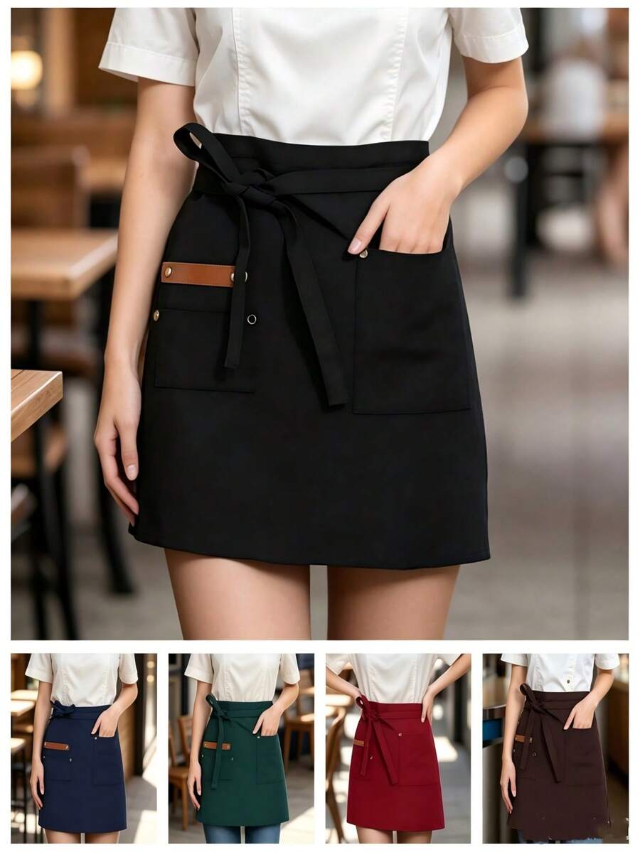 1PC Solid-Colored Cross-Fronted Sleeveless Apron, A Simple And Stylish New Design For Home Kitchens. Waterproof And Oil-Resistant, Perfect For Cooking And Dining Purposes.