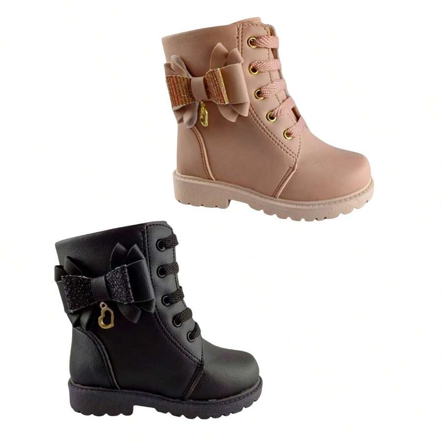 's Ankle Boots With Bow And Pendant Comfort And Style For All Occasions - Negro - Ver 1