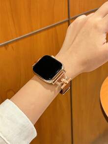 Faux Leather Watch Band Compatible With 38/40/41/42/44/45/46/49mm Ultra/Se10/9/8/7/6/5/4/3/2/1 - Platinum Solid Color - View 11