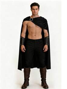 Men's Solid Color Role Play Costume Suitable For Multiple Occasions And Parties - Black - View 1
