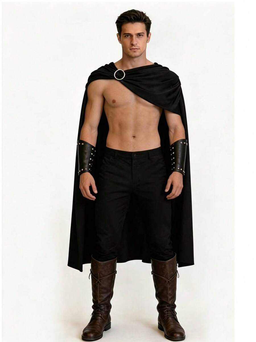 Men's Solid Color Role Play Costume Suitable For Multiple Occasions And Parties - Black - View 1