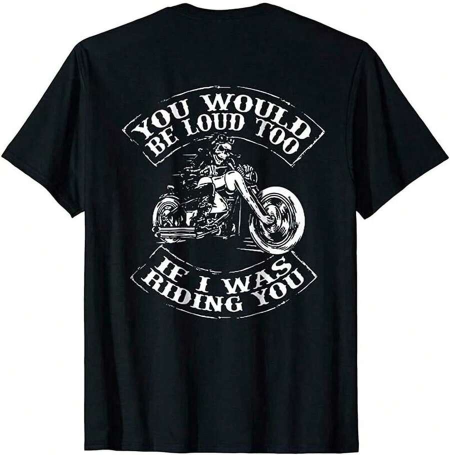 Herren-T-Shirt "Du würdest auch Lärm machen, wenn ich dein Motorrad fahren würde" - Schwarz - Übersicht 1