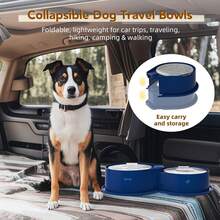 Detachable Double Pet Bowl Feeder Set With 304 Stainless Steel Bowls, Transparent Dustproof Lids, Non-Slip Base, Easy Plug-In Assembly, Multi-Color For Travel & Home - 800ml - View 5