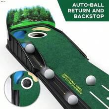 8ft Golf Putter Practice Mat With 3D Panoramic Background, Portable Putting Mat For Home And Office, Indoor And Outdoor Golf Training Aid - Green - View 5