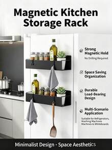 1pc Metal Magnetic Storage Rack, Magnetic Washing Machine Storage Rack, Multi-Functional Home Storage Rack, Drill-Free Wall-Mounted Storage Rack, Suitable For Refrigerator Door Hanging, Kitchen Bathroom Storage Tool, Home Storage, Bathroom Storage, Bathroom Accessories, Kitchen Storage, College Dorm Essential, Back To School, Halloween, Christmas Gift Best Choice - Multicolor - View 10