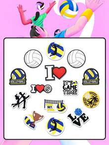 14PCS Baseball Sports Honor Theme Shoe Charms, PVC Detachable DIY Multi-Functional Accessories, Volleyball Trophy Fun Pattern, Shiny Style Suitable For Women's Shoes, Small Bags, Slippers, Clogs, All Season Use, Perfect Gift For Friends And Family - Volleyball - View 3