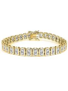 1pc Fashionable Versatile Classic Tennis Bracelet, Inlaid With Sparkling Cubic Zirconia, Suitable For Various Outfits, Can Be Given As A Gift - Rectangle - View 1