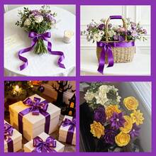 1 Rollo de Cinta de Satén de Poliéster para Cajas de Regalo, Cajas de Caramelos, Decoración Floral, Material DIY de Rosas Hechas a Mano, Cinta de Embalaje de Regalos Festivos (Teñido a Máquina, Ligera Diferencia de Color) - morado oscuro - Ver 7