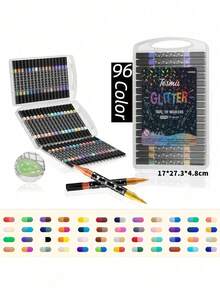 96/72/48/24 Colors Dual-Tip Glitter Marker Set, Dual-Color Brush Markers, Glitter Painting Pens, Thick Soft Tip Non-Fading Pearlescent Shiny Pens, Glitter Marker Soft Tip, Painting Tools, Watercolor Pens, Art Creation; Back To School Gift, Halloween Gift, Christmas Gift - Markers - View 11