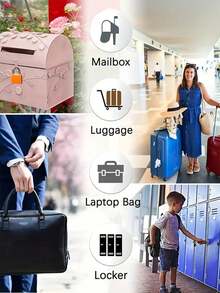 禮品套裝/5個迷你掛鎖附鑰匙，銅芯防盜鎖，適用於行李箱、背包、健身房置物櫃、自行車和旅行包（可作為禮物贈送） - 綠色 - 查看 6