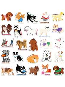 50pcs/Pack Cute Animal Pet Dogs Stickers, Decorative Decals For Notebook Luggage Phone Stationery Laptop Guitar Sticker - Multicolor - View 4