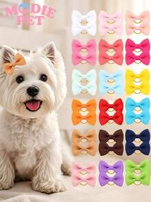 10/20/40pcs Random Color Pet Ribbed Elastic Hair Ties Cute Hair Accessories Suitable For Daily Pet Use - Multicolor - View 2