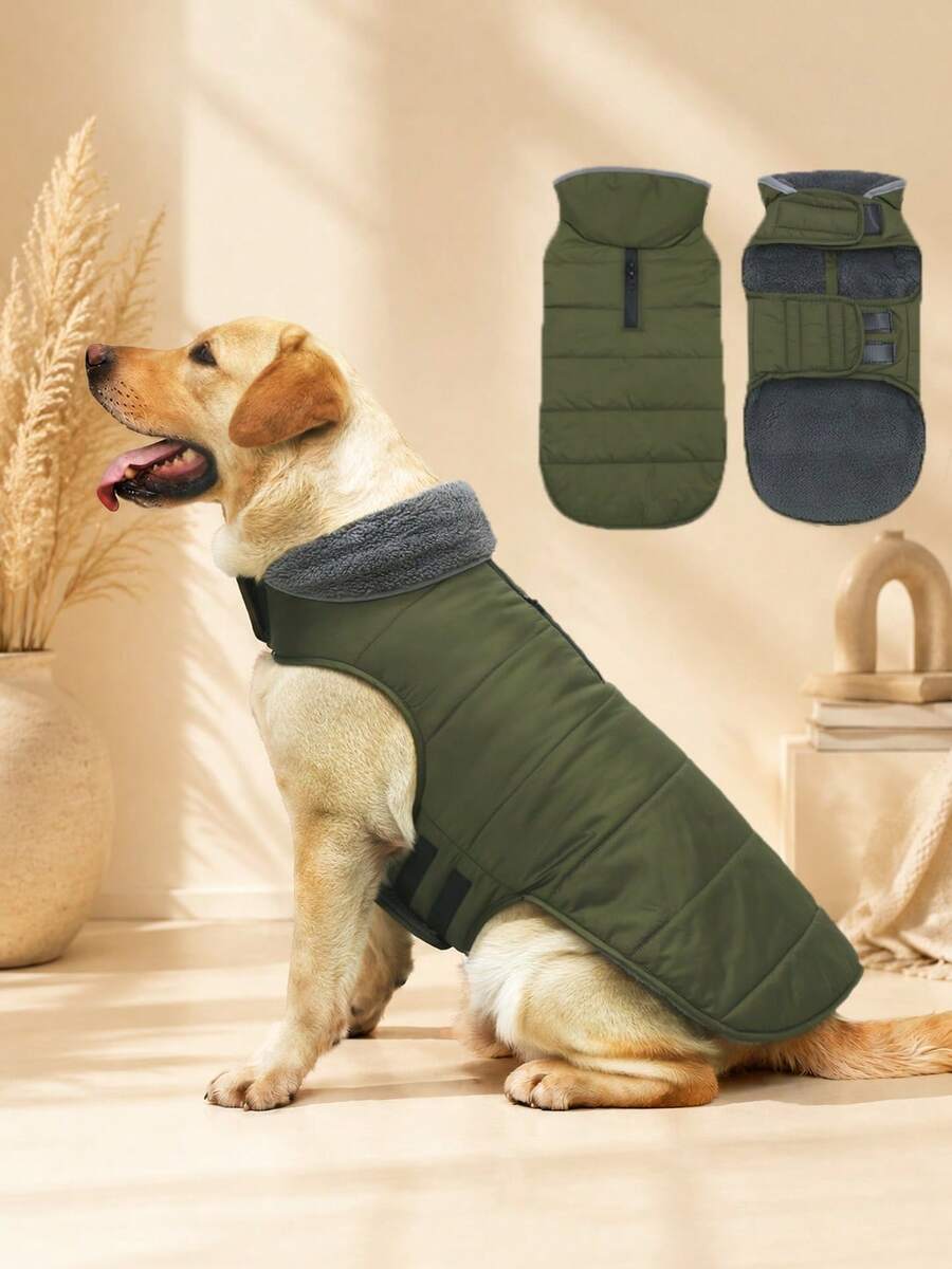 Metglad 中大型犬冬季外套，带羊毛衬里的保暖背心 - 宠物服装，寒冷天气狗狗雪地夹克，防风冬季大衣