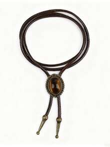 1 pieza Corbata bolo estilo gótico vaquero, collar largo de metal de moda, versátil para uso diario - Amarillo - Ver 1