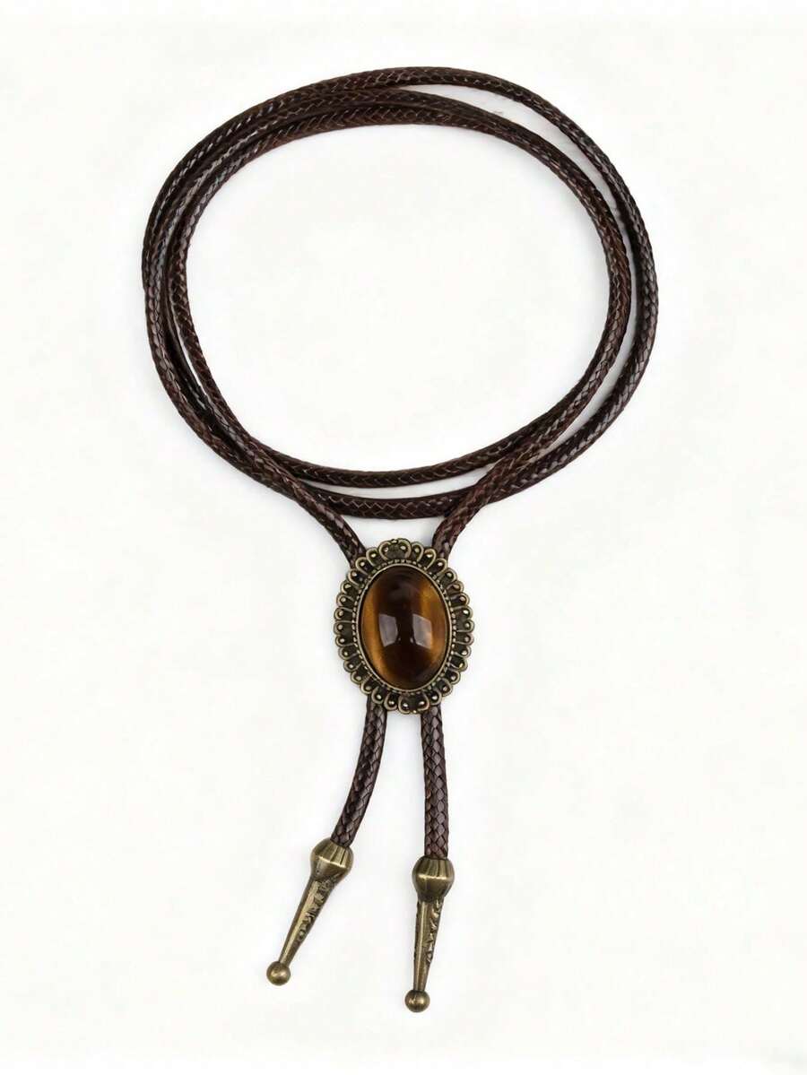 1 pieza Corbata bolo estilo gótico vaquero, collar largo de metal de moda, versátil para uso diario - Amarillo - Ver 1